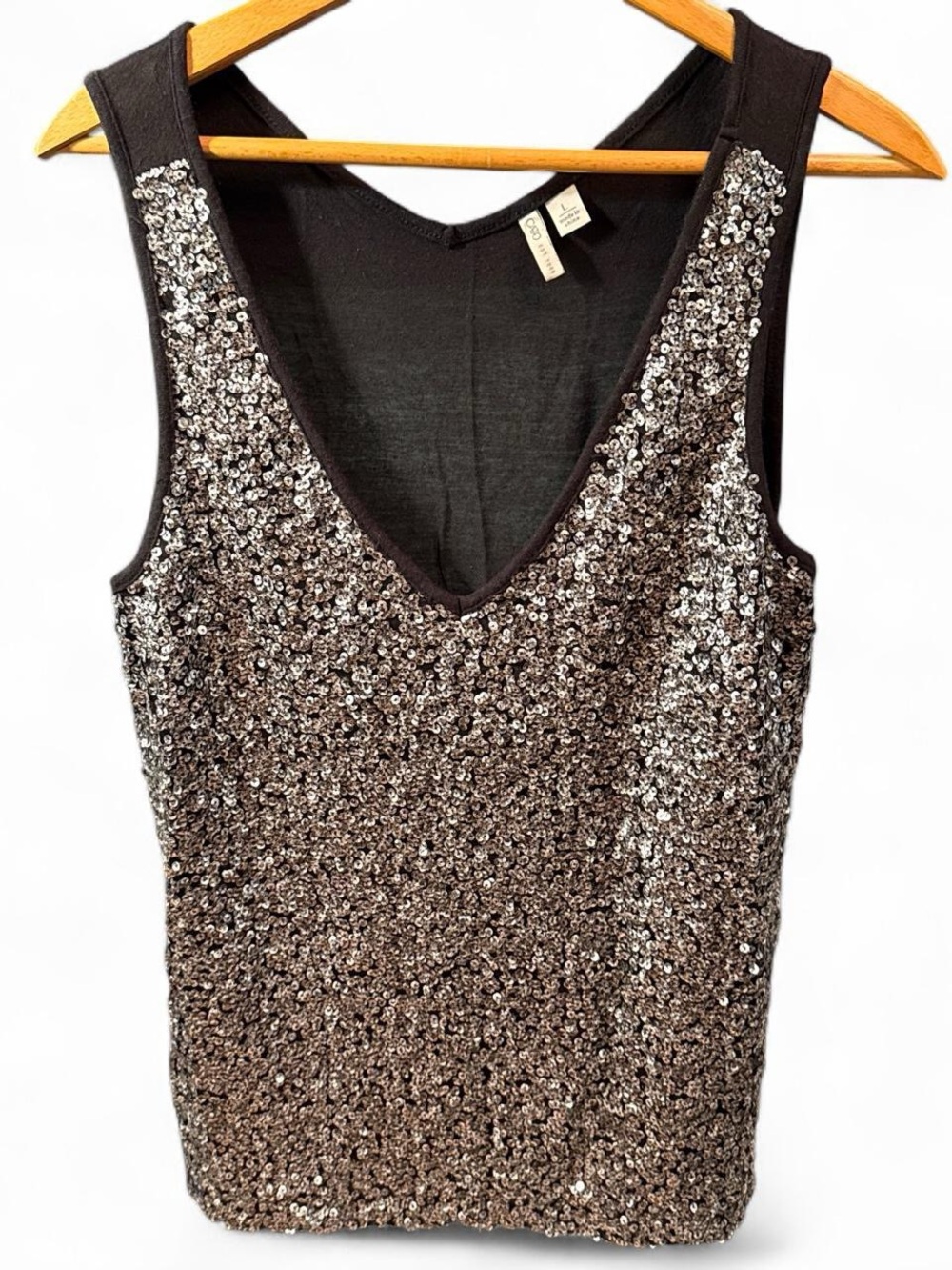 Cato Silver Sequin V-Neck Tank Top